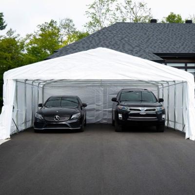 China Double Car Shelter Two Car Garage UV-Resistance Heavy Duty Car Parking Canopy Flame Retardant Good Quality Car Parking for sale