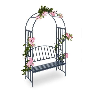 China Easily Assembled Garden Bench With Wrought Iron Pergola With Cover for sale