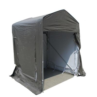 China Waterproof 8' x 8' All Season Steel Peak Roof Outdoor Metal Storage Shed with Camouflage Printed Cover and Heavy Duty Reusable Anchors for sale