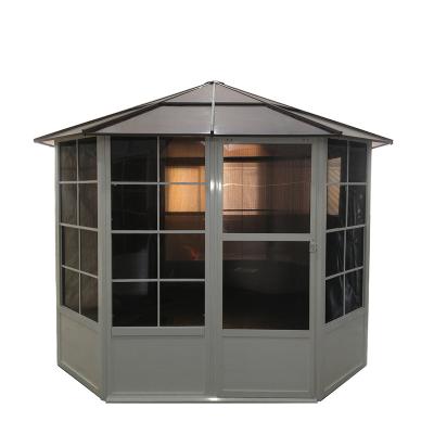 China Aluminum Gazebo 12'x12' Polycarbonate Roof Solarium Roof Poly Frame Octagon for sale