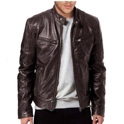 China Breathable Men's Leather Jacket For Biker Distressed High Quality Genuine Lambskin Material - Large/Large Wholesale Price for sale