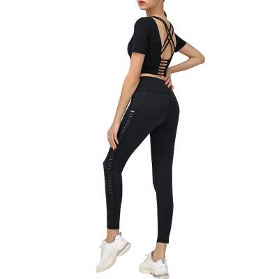 China Breathable new style short sleeve T-shirt with chest protection and beautiful back for women yoga wear, thin bare stretch sports top for sale