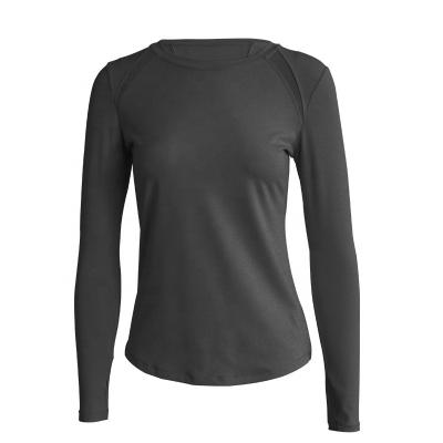 China Breathable Fashion Women Workout High Quality Long Sleeve Sport Shirt Loose Yoga Running Clothes Top for sale