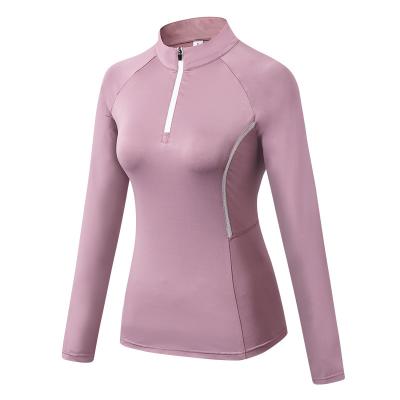 China Breathable Women Sportswear Compression T-shirt Sports Running Long Elastic Shirt For Women Zipper Slim Fit Sweatshirt For Women for sale