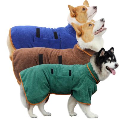 China Durable Absorbent Pet Bathrobe Wrapped Waist Microfiber Thickened Bathrobe For Cats And Dogs Towel for sale