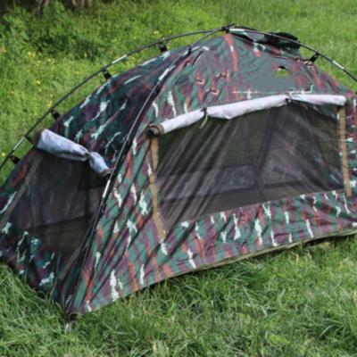 China Outdoor Manual Durable Single Door Fiberglass Camouflage Low Price Single Door Glamping Camping Tent Waterproof for sale