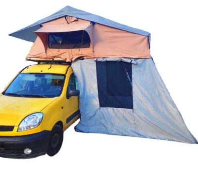 China Extended Type Outdoor Fabric Soft Roof Top Camping Tent With Annex Fits 4 Persons for sale