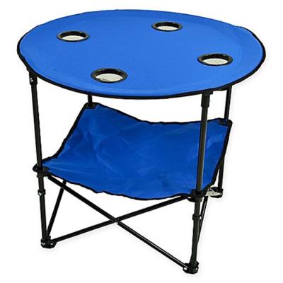 China Outdoor Table /Beach Folding Camping Round Table With 4 C Up Rack for sale