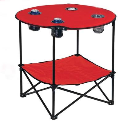 China Table Round Outdoor Outdoor Foldable Beach Table With 4 Cup Holder for sale