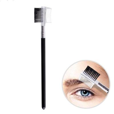 China Comfortable Cheap Black Double Ended 2 in1 Eyebrow Comb Brush for sale