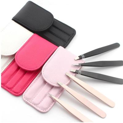 China Tweezing Eyebrow Stainless Steel 3PCS Set Eyelash Tweezers Cute Cosmetic Kit for sale