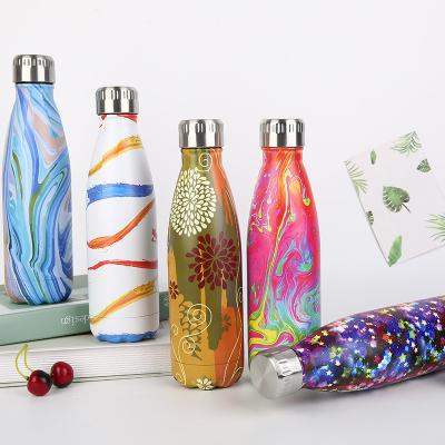 China Novelty 500ML Cooler Stainless Steel Flower Vacuum Cup Sports Cycling Increasing Drinking Portable Cola Bottles for sale