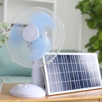 China Hot Sale 12V 2-6 Hours, 15W 12 Inch 3 Blades Electric Recharaeable Cell Power Solar Panel Rechargeable Power Table Fan for sale