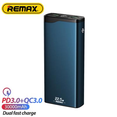 China 2 outputs & 2 Input Remax Join Us Portable Type-C Metal Battery RPP-256 22.5W 30000 Mah Usb Charger 20W 20000 Mah Qc Pd Power Bank for sale