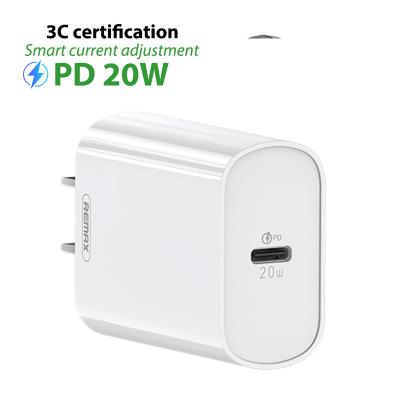 China White Type c 20W Fast Mobile Phone Palladium Charging Wall Charger Mobile Phone Remax NC USA EU R-U Adapter for sale