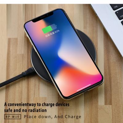 China Cell Phone Remax Join Us RP-W10 Qi Led Universal Cell Pad Cheap Leather Wireless Charger for sale