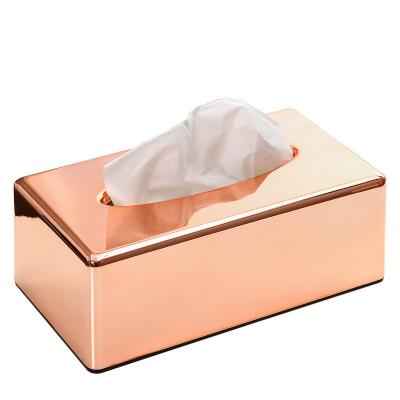 China Holder Rose Gold Car Home Elegant Royal Europe Paper Rectangle Shaped Tissue Box Container Towel Napkin Tissue Holder for sale