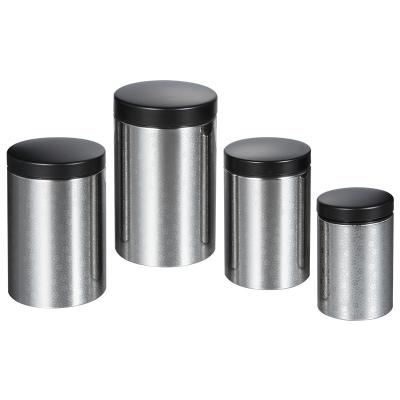 China 4Pcs/set Kitchen Stainless Steel Sustainable Storage Canister With Cover Coffee Sugar Tea Food Container Metal Cookies Bread Seasoning Jar for sale