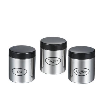 China Kitchen Stainless Steel Coffee Food Storage Canister Jar Pasta Utensil Jar Tea Sugar Biscuit Storage Canister With Lid for sale