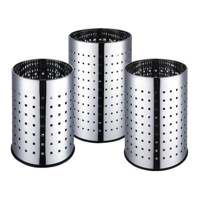 China Sustainable 5L, 9L, 18L Round Stainless Steel Stainless Steel Office Waste Bin Household Storage Bin Metal Laundry Basket Gabage Bin for sale