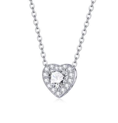 China New s925 style love heart zircon necklace FASHIONABLE female simple silver clavicle chain platinum-plated love heart zircon necklace for sale