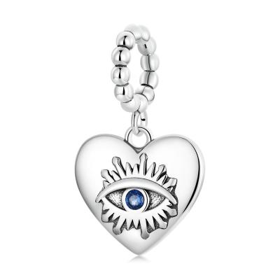 China FASHIONABLE 925 Silver Retro Heart Necklace Quality Mysterious Blue DIY Beaded Accessories Love Demon Eye 925 Silver Pendants for sale