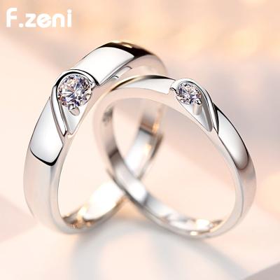 China TRENDY Adjustable White Gold Plated Wedding Rings Jewelry 925 Sterling Silver Women Statement Stylish Love Couples Rings for Engagement for sale