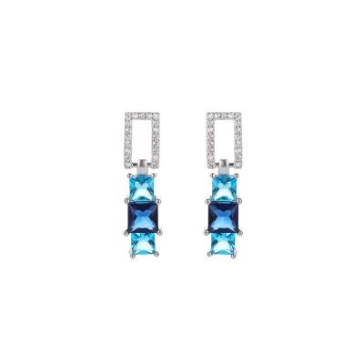 China FASHION Women Complete Designs Earrings Jewelry 925 Sterling Silver Blue Stone Drop New Style Zircon Earring Jewelry for sale