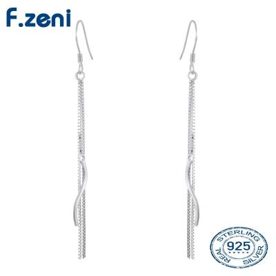 China Fashion Earrings Jewelry White Gold Box Chain Long Plated Earrings 925 Sterling Silver Long Tassel Earrings for sale