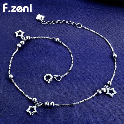 China FASHIONABLE Adjustable Delicacy 925 Sterling Silver Body Jewelry Round Beads Lucky Star Foot Chain Beach Anklet Custom for sale