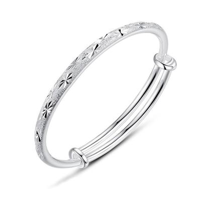 China FASHIONABLE Vintage 990 White Gold Color Bangle Bracelets Silver Color Adjustable Bangle Bracelet for sale