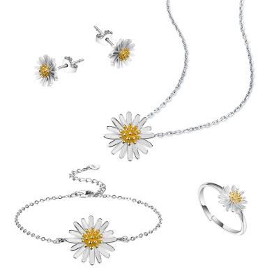 China Cute Fashion Cute Kids Flower Jewelry Set 925 Sterling Silver Gold Jewelry Women Jewelry Sets for sale