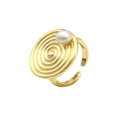 China TRENDY INS style gold vermeil jewelry s925 sterling silver adjustable spiral bead adjustable ring for sale