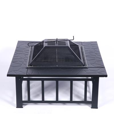 China Stocked Multifunction Fire Pit Table 32inch Square Metal Fire Pit Stove for sale