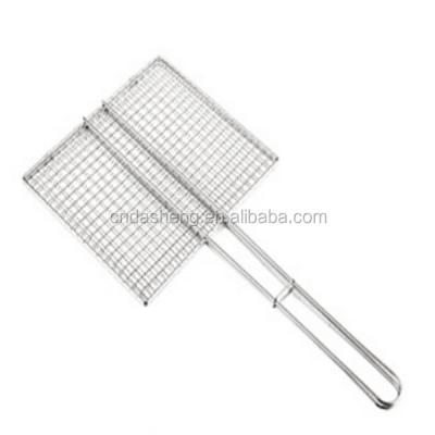 China Corrosion Resistance Barbecue Grill Meshes Fold Grilled Fish Clip Fish Grill Basket for sale