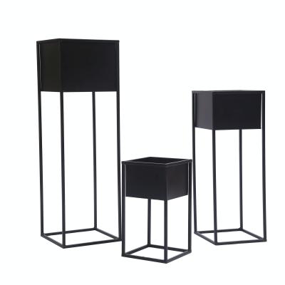 China Hot Sale Modern Metal Flower Pot Plant Stand Metal Indoor Potted Home Decor Black Metal Flower Stand for sale