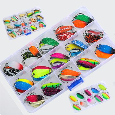 China Metal Amazon 43pcs/12pcs Mixed Colors Metal Fishing Lure Set Spoon Kit Hard Artificial Bait Bass Trout Lure for sale