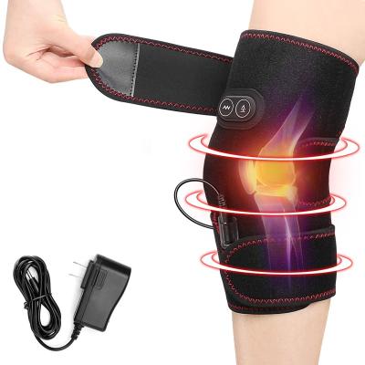 China Adjustable Elasticity Breathable Adjustable Knee Brace Wrap Heat And Vibration Heated Knee Massager For Arthritis Knee Pain Relief for sale