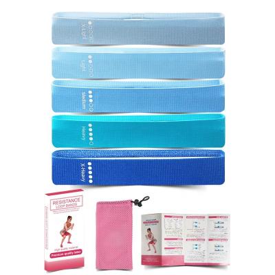 China Body Slimming New Design Custom Exercise Loop Bands Fitness Cotton Ankles Wrapped 5 Pieces Set Elastic Resistance Band for sale