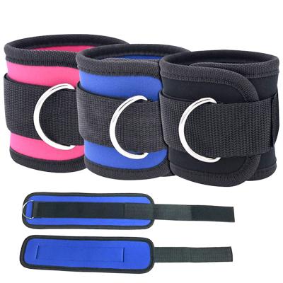 China High Elastic Adjustable Ankle Fitness Sports Ankle Support Brace D-Ring Strap For Weightlifting Leg Gym Workout for sale