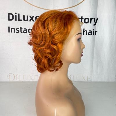 China DiLuxe Body Wave Short Pixie Natural Hair Color 13x4 Frontal Lead Curls Pixie Cut Frontal Wig Virgin Hair Pixie Lead Wig for sale