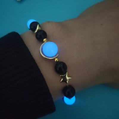 China Glow Jane Eyre New Luminous Jewelry Bracelet Star Moon Planets Galaxy Blue Sandstone Beaded Bracelets for sale