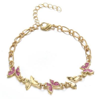 China Daily manufacturers wholesale low price multicolor butterfly link chain bracelets for women for sale