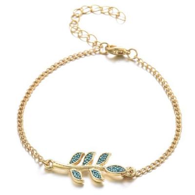 China Wholesale Low Price Daily Made Olive Leaf Link Chain Bracelet Multicolor For Women for sale