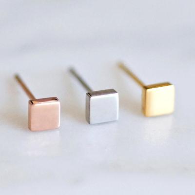 China Hot Selling 316L Stainless Steel 4mm Square Shape Simple HOT Simple High Quality Stud Earrings Geometric Square Earrings for sale