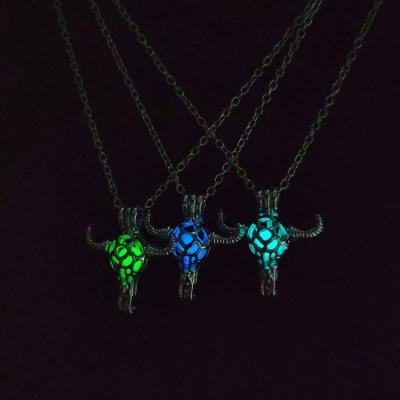 China Wholesale cute manufacturers fashion custom luminous beads creative ox head pendant necklace for sale