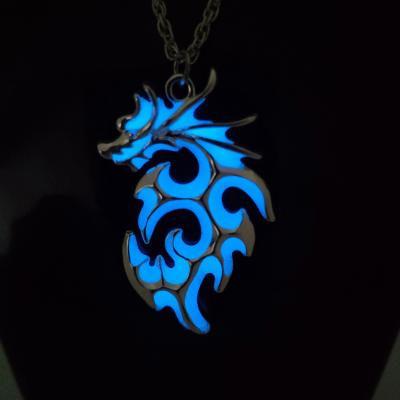 China Wholesale Fashion TRENDY Pterosaur silver plated luminous Dragon Necklaces pendant for sale