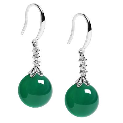 China Trendy wholesale hot new fashion luxury natural agate ball dangle drop earrings for women bridal wedding jewelry for sale