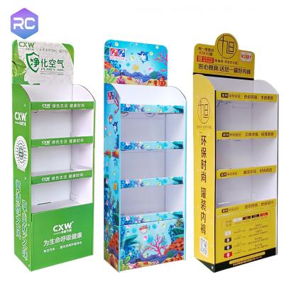 China Cardboard Display Stand Alone Customized Paper Potato Chip Snack Display Rack Units Stand Corrugated Cardboard Floor Stand for sale