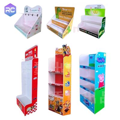 China Cardboard Display Stand Products Cardboard Floor Show Rack Shelf Extension Paper Hooks Show Racks Floor Display Cardboard for sale